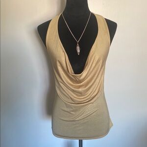 Boston Proper Elegant Gold Women's Halter Top